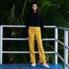 AYNIRISM Mustard yellow pants กางเกงเอวสูงสีเหลือง