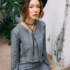 AYNIRISM Cool grey plaid crop top v neck and cool grey plaid pants AYNIRISM Cool grey plaid crop top v neck with cool grey plaid pants เสื้อครอปลายสก็อต เทาเข้ม และ กางเกงเอวสูงลายสก็อต เทาเข้ม