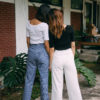 AYNIRISM White wide leg pants and Stripe denim pants กางเกงเอวสูง ขากว้าง และ กางเกงยีนส์ลายทาง