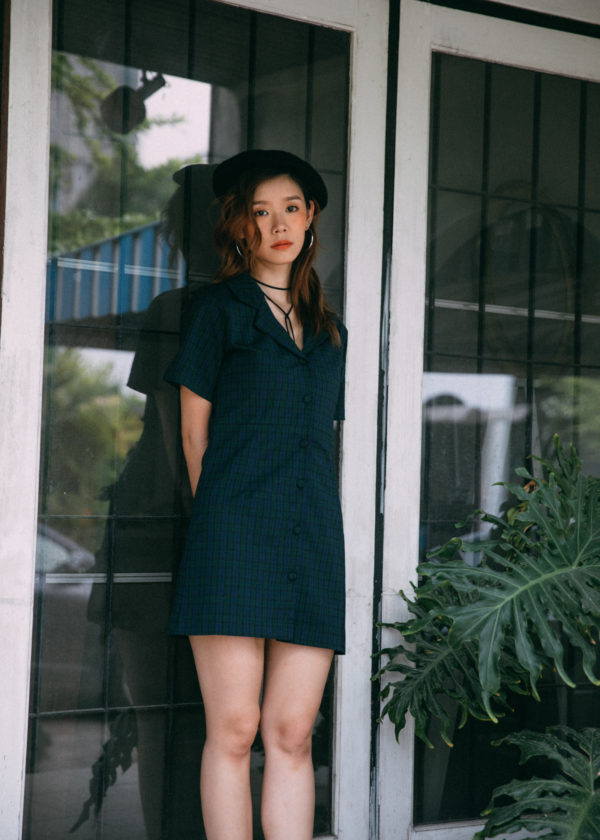 AYNIRISM Green tartan plaid blazer dress เดรสปกสูท สีเขียว