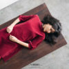 AYNIRISM Maroon red pleat dress with Maroon red pleat pants เดรสอัดพลีทสีแดง และ กางเกงพลีทสีแดง