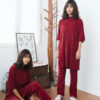 AYNIRISM Maroon red pleat dress with Maroon red pleat pants เดรสอัดพลีทสีแดง และ กางเกงพลีทสีแดง