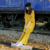 AYNIRISM Mustard yellow pleat dress with Mustard yellow pleat pants เดรสอัดพลีทสีเหลือง และ กางเกงพลีทสีเหลือง