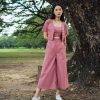 AYNIRISM Rose pink cotton linen cami crop top and Rose pink cotton linen button front crop top with Rose pink cotton linen wide crop pants เสื้อครอปสายเดี่ยวคอตตอนลินิน สีชมพู เสื้อครอปคอตตอนลินินกระดุมหน้า สีชมพู และ กางเกงขากว้างคอตตอนลินิน สีชมพู