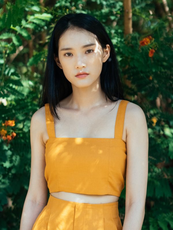 AYNIRISM Mustard cotton linen cami crop top with Mustard cotton linen wide crop pants เสื้อครอปสายเดี่ยวคอตตอนลินิน สีมัสตาร์ด และ กางเกงขากว้างคอตตอนลินิน สีมัสตาร์ด