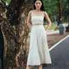 AYNIRISM Ivory cotton linen cami crop top with Ivory cotton linen wide crop pants เสื้อครอปสายเดี่ยวคอตตอนลินิน สีขาวงา และ กางเกงขากว้างคอตตอนลินิน สีขาวงา