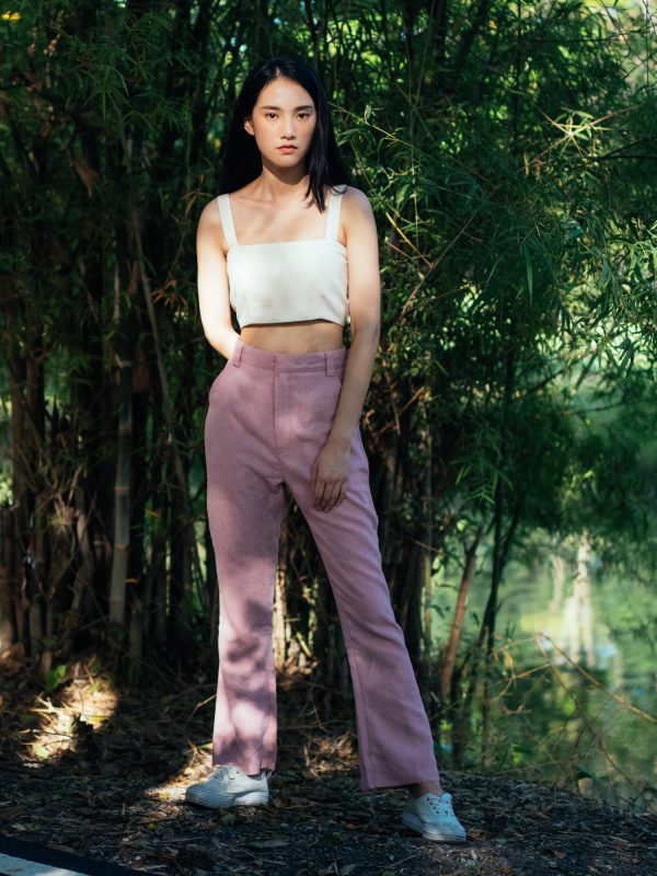 AYNIRISM Pink flare pants กางเกงเอวสูงสีชมพู